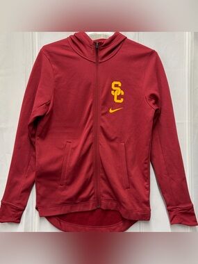 Nike USC Trojans Full Zip Red Hoodie Dri-Fit Activewear Medium